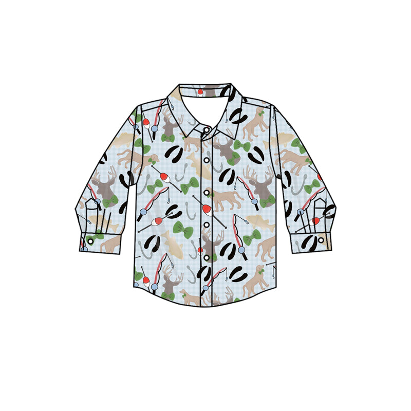 BT1322 fishing hunting dog deer western boy top coat pullover 202508 preorder