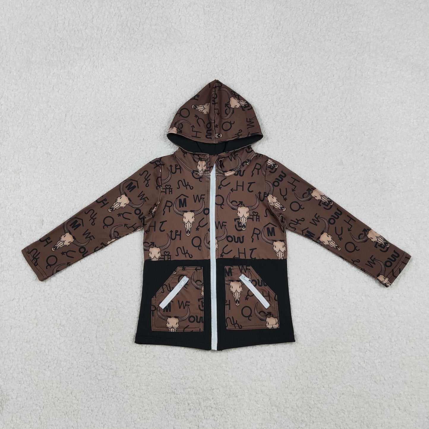 BT1337 Hoodie camo zipper cow western boy top 202511 RTS