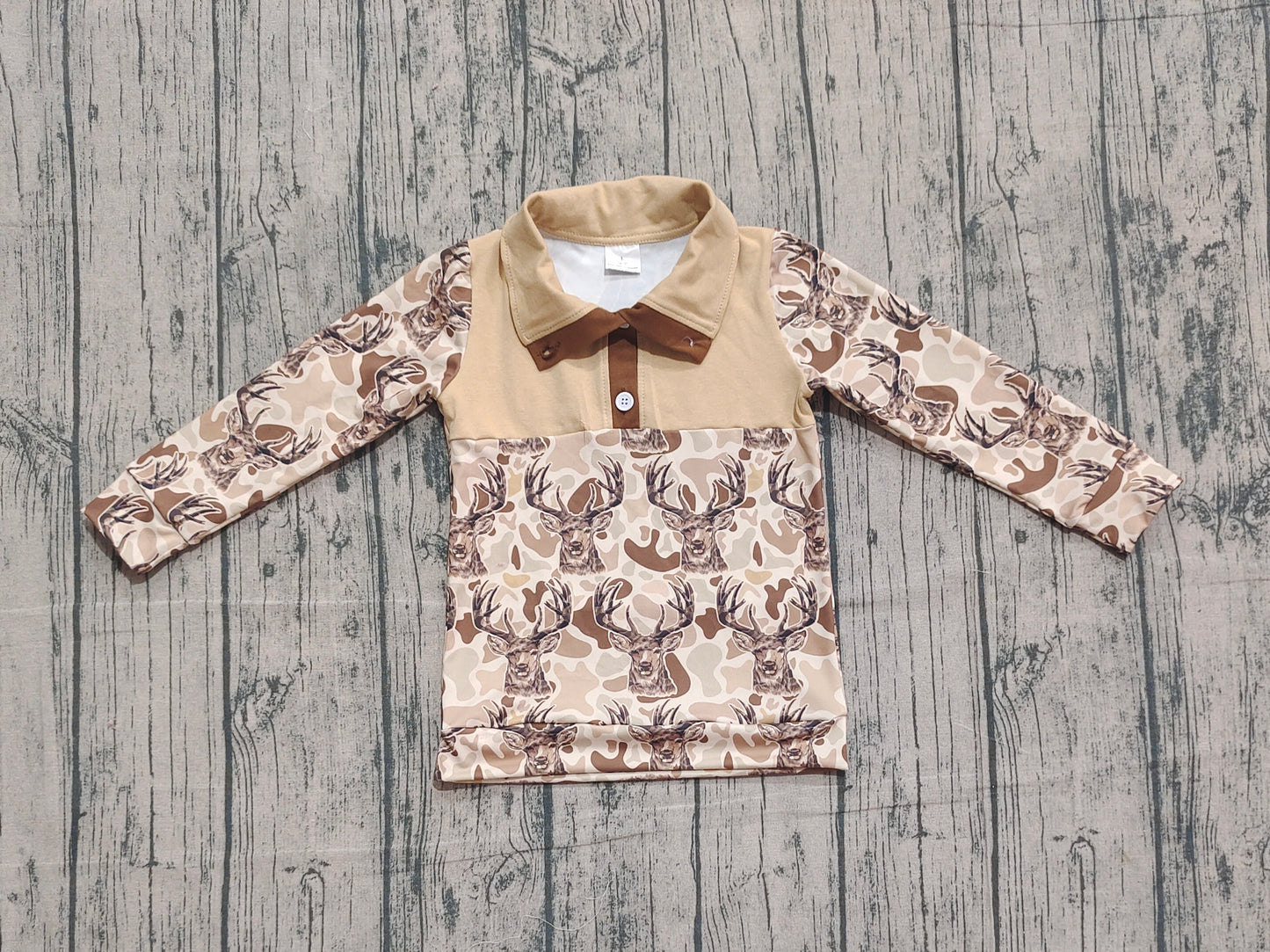 BT1338-XS-3XL Hoodie camo buttons deer western boy top 202508 preorder
