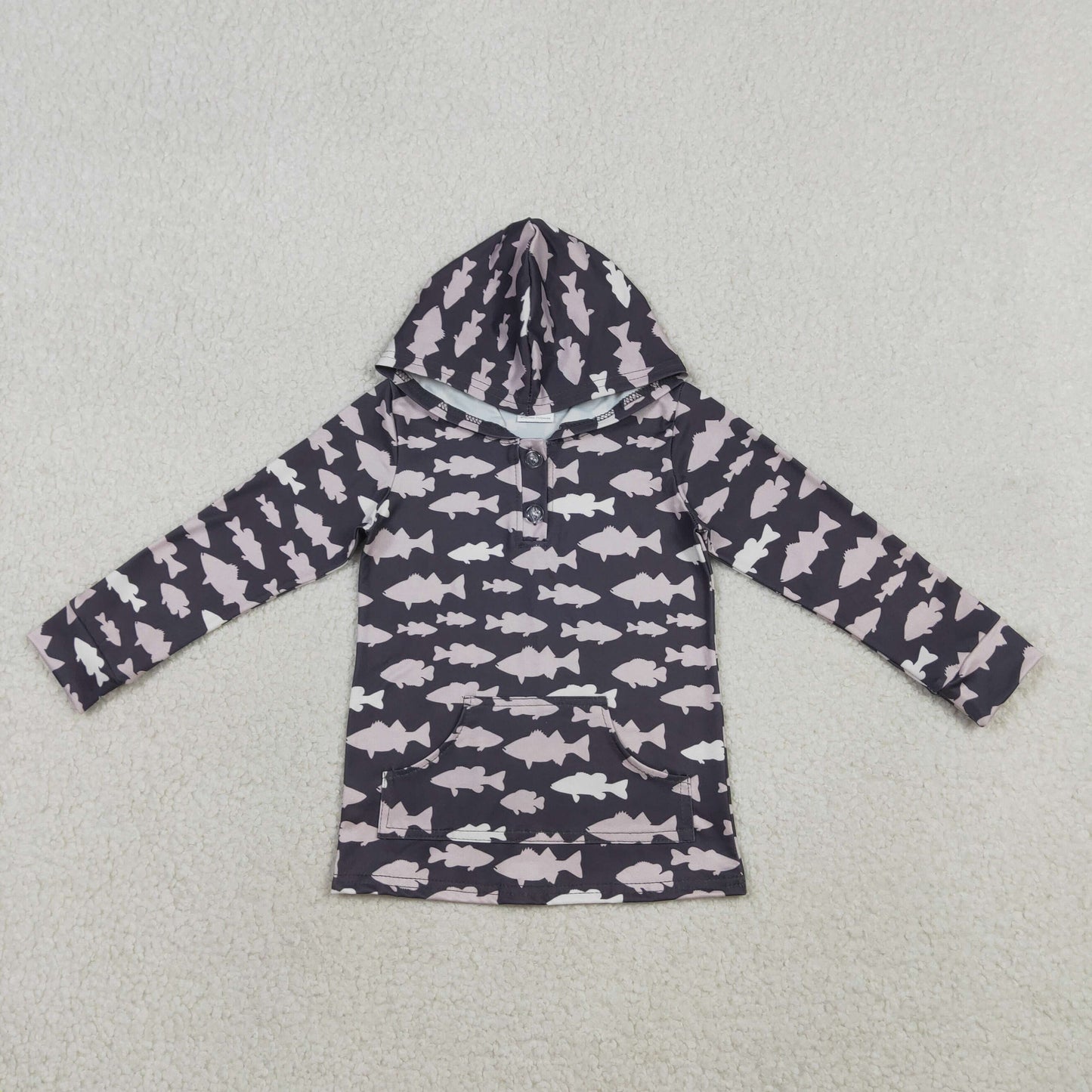 BT1545 fish hoodie zip up boy long sleeve coat top 202604 RTS