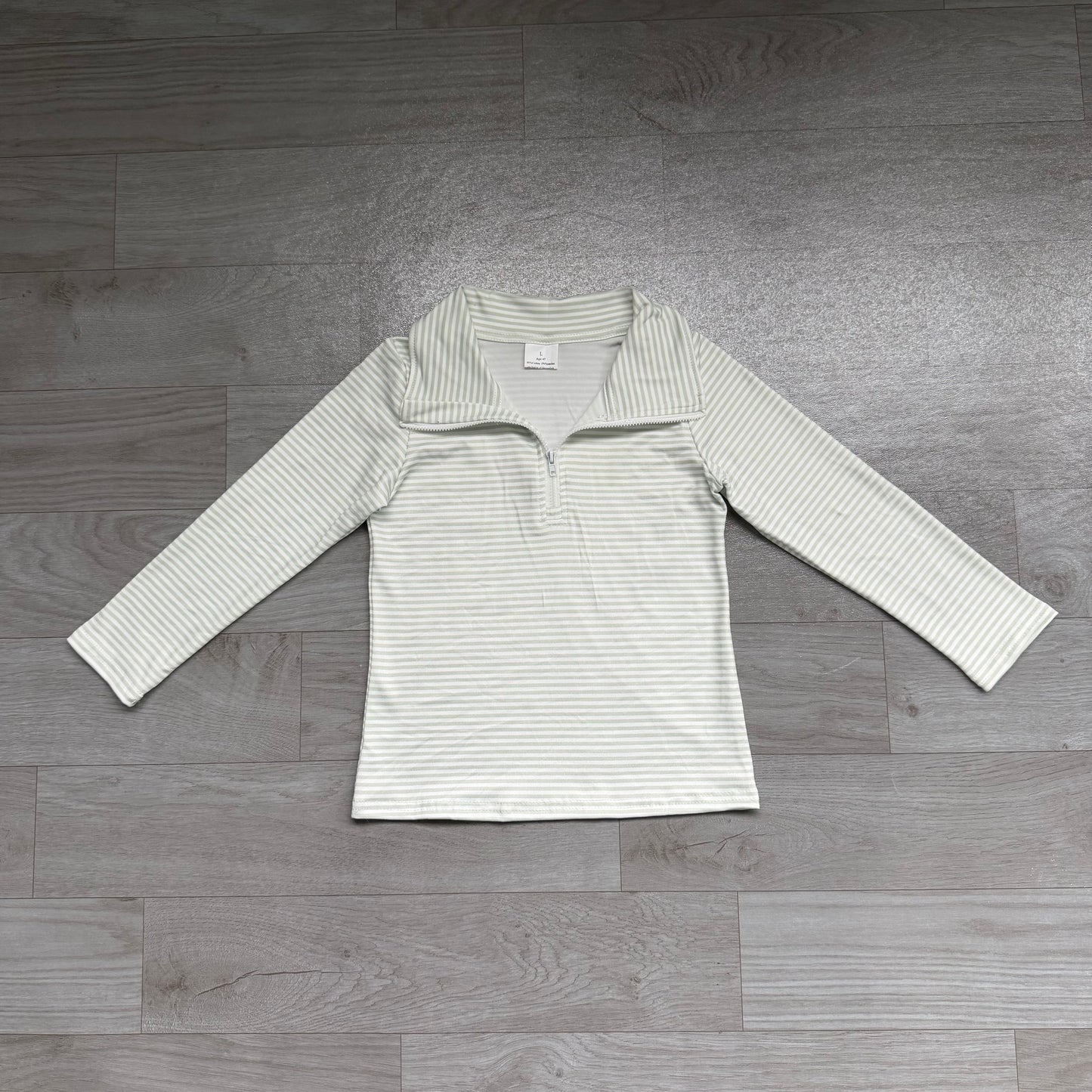 RTS BT1876 Off‑White Striped Quarter Zip Girls Long Sleeve Top 202608