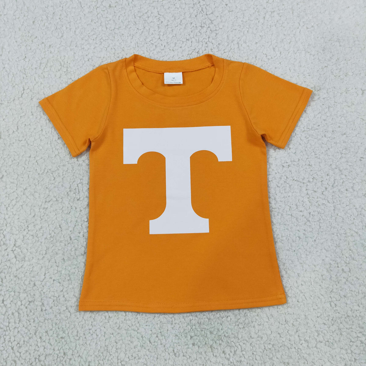 NO MOQ RTS BT1881-vinyl Baby Girl Clothes Big Letter T Orange Print Short Sleeve T Shirt