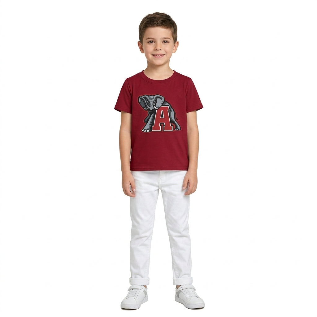 NO MOQ RTS BT1883-vinyl Baby Boy Clothes Alabama Elephant Graphic Print Short Sleeve Tee 202609