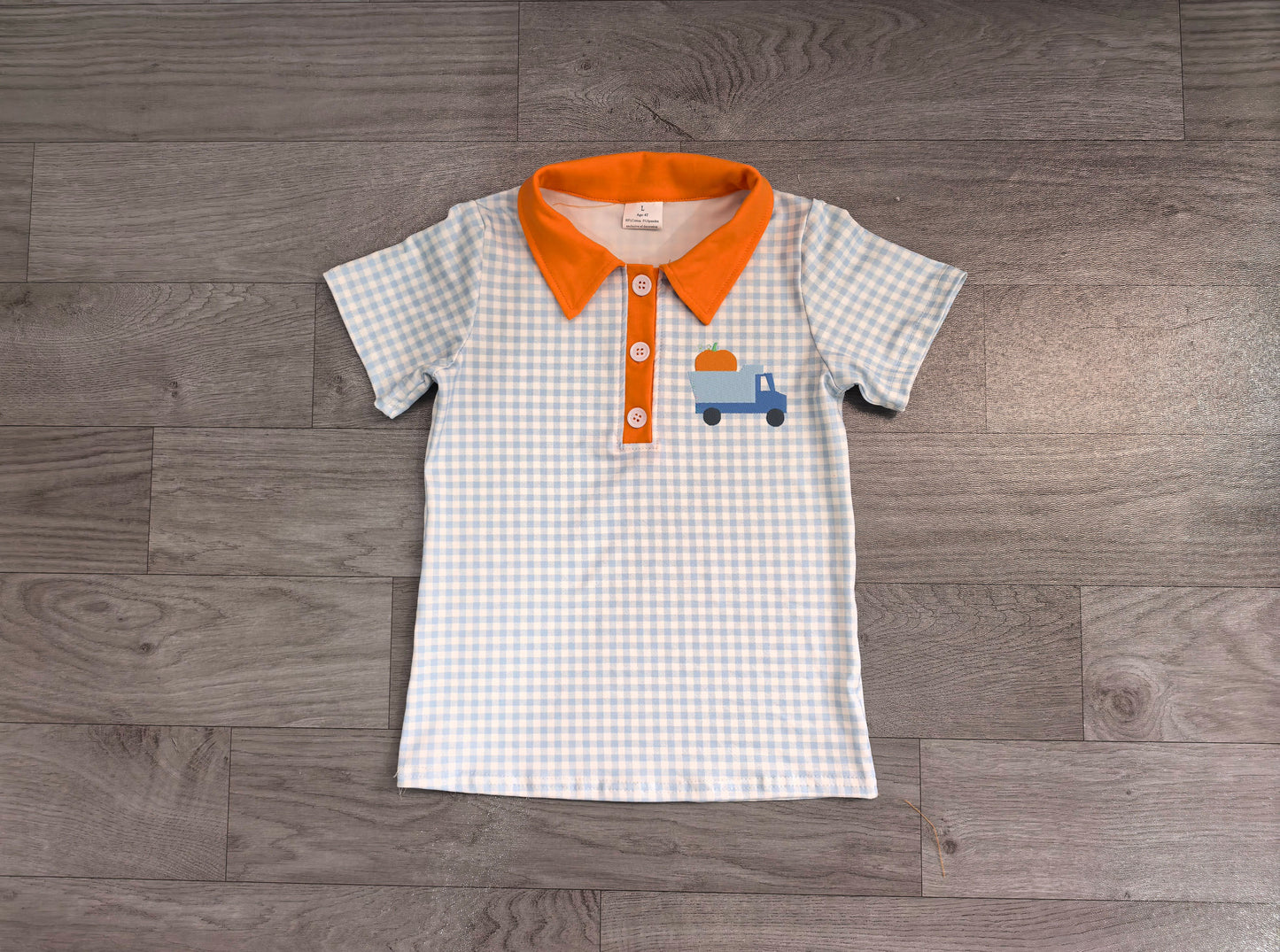 BT1890 embroidery plaid pumpkin western boy top 202608 RTS