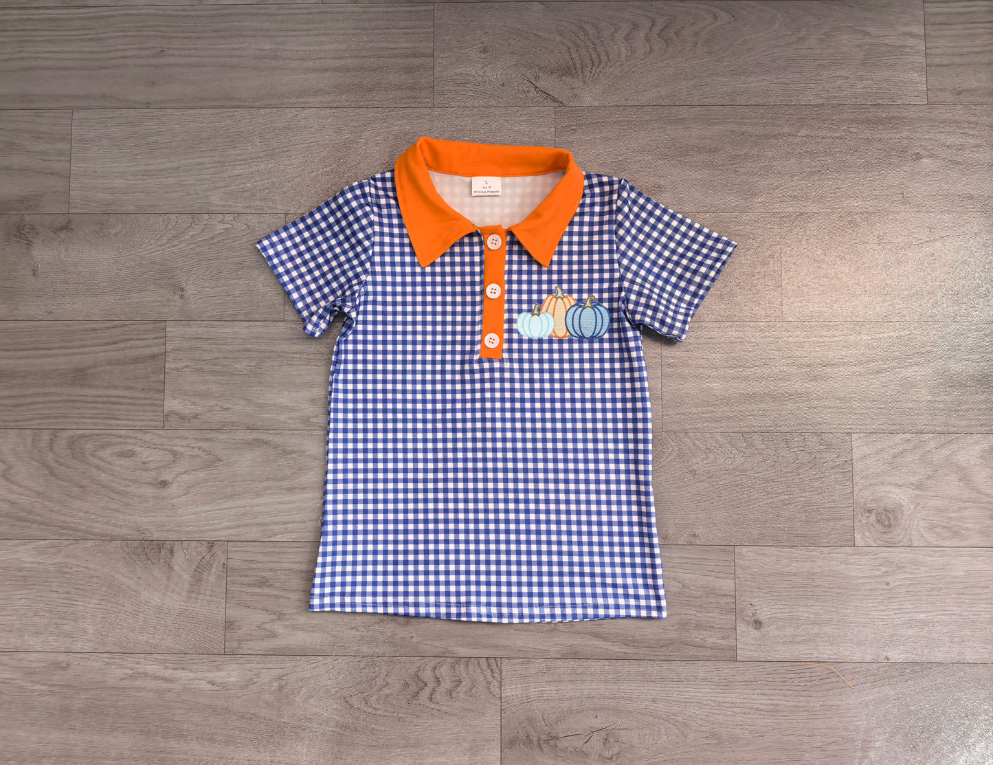BT1892 embroidery plaid pumpkin western boy top 202608 RTS