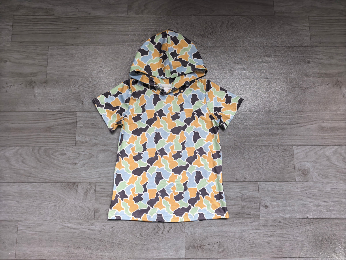 Sample-Real Pics BT1963 Baby Girl Clothes Easter Bunny Camo Allover Print Short Sleeve