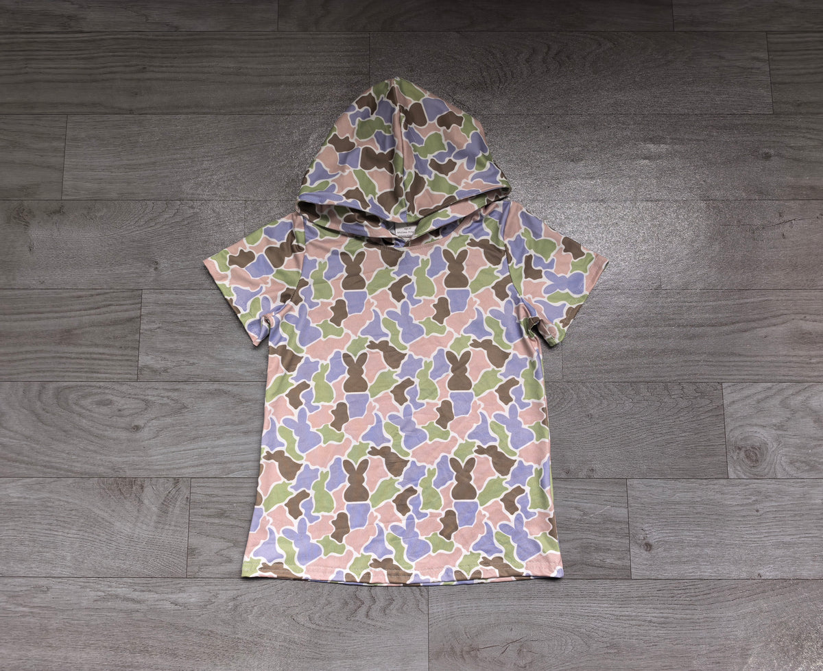 Sample-Real Pics BT1964 Baby Girl Clothes Easter Bunny Camo Allover Print Short Sleeve