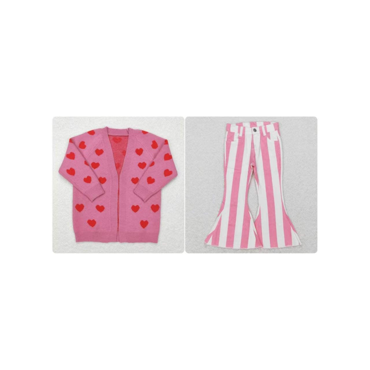 (副本)GLP1144 cardigan love valentines sweater hot pink jeans girl outfit 20231121 RTS