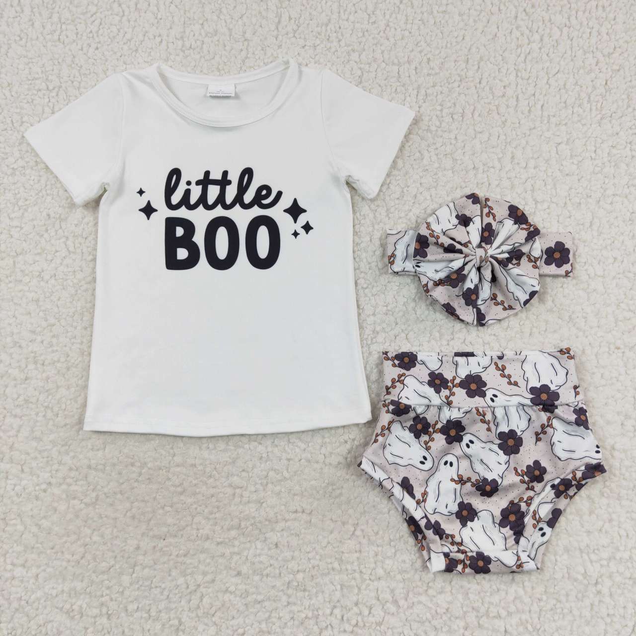GBO0175 Little boo short sleeve girl bummies outfit without pants 20230926 RTS