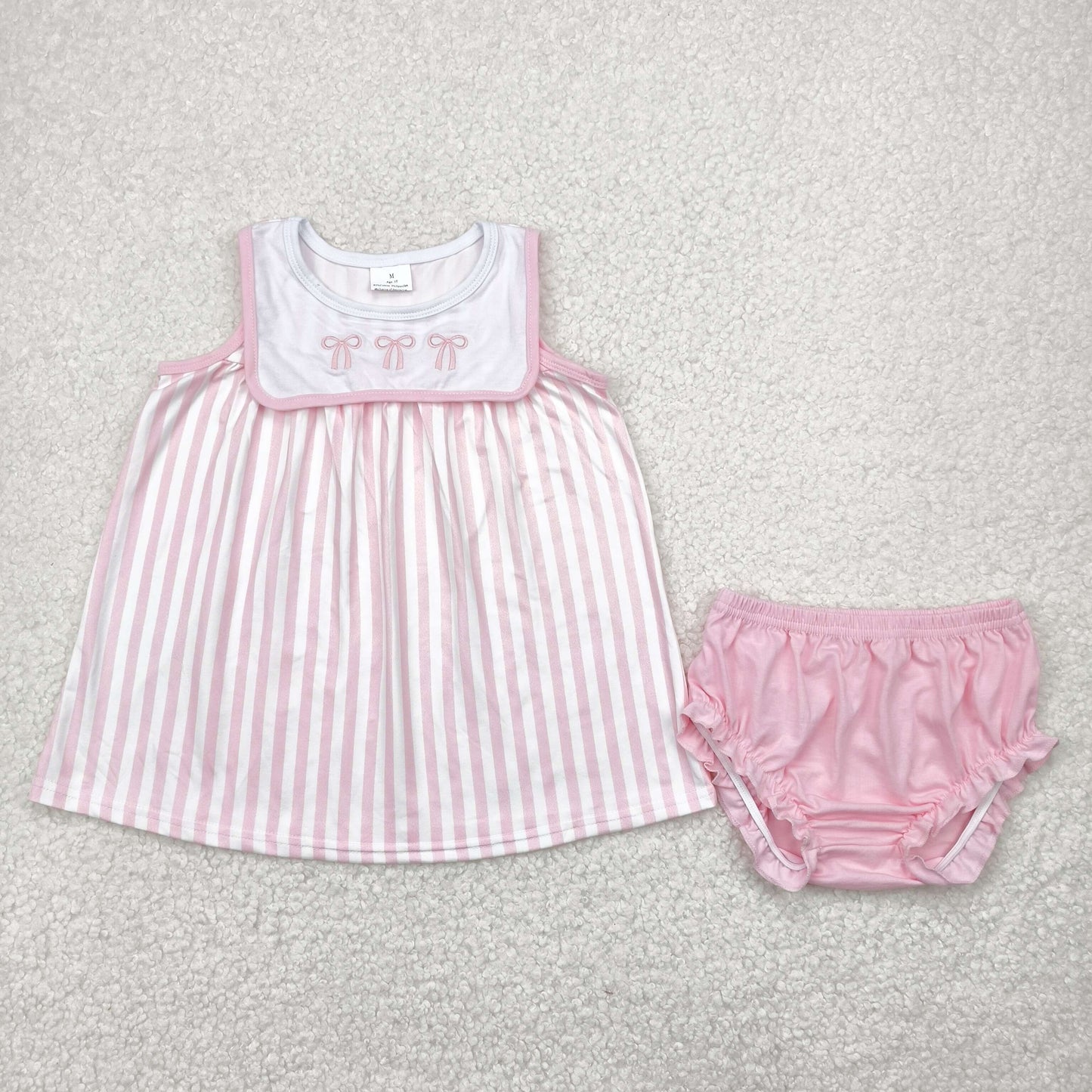 GBO0476 embroidery bow summer girl bummies outfit 202504 RTS
