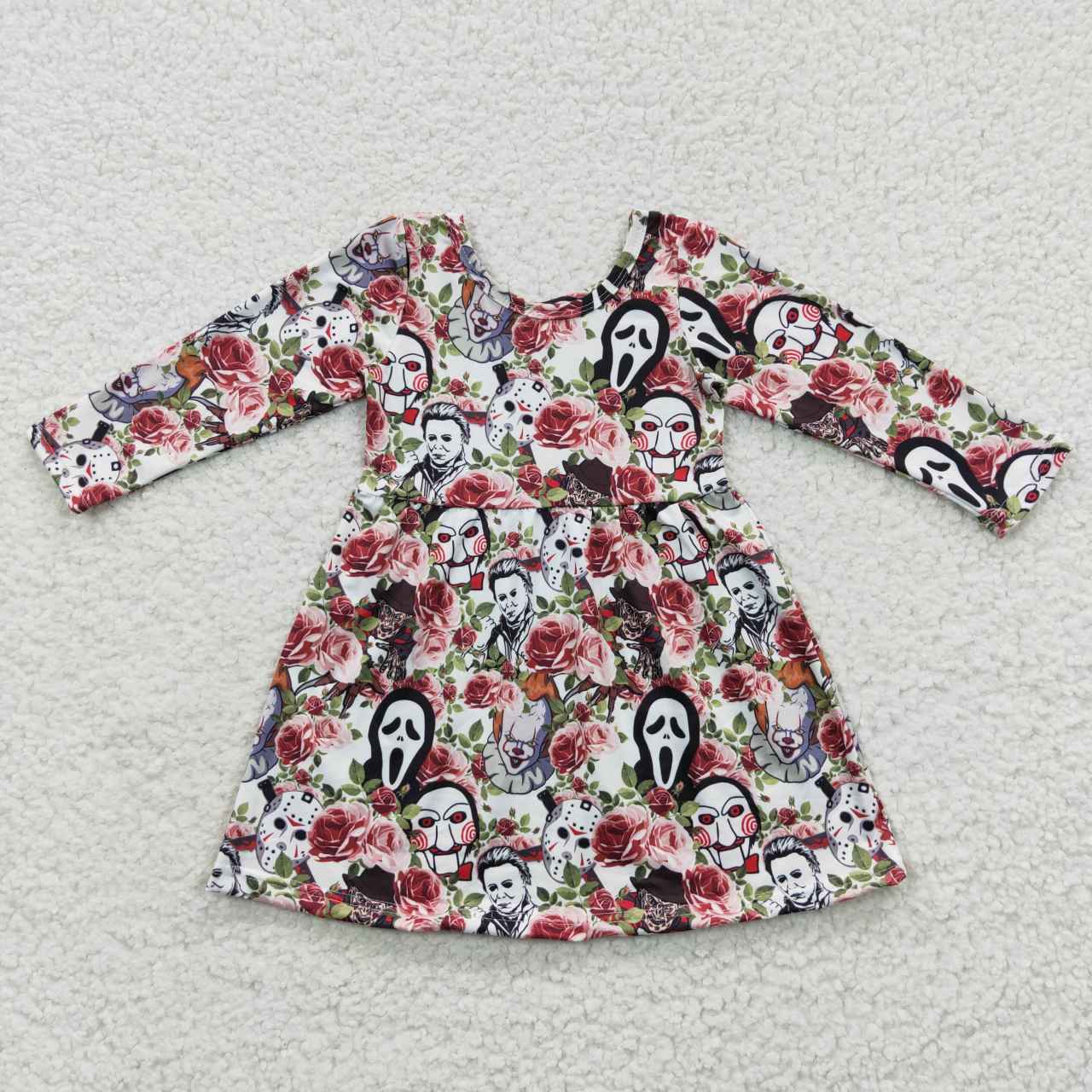 GLD0191 Halloween pumpkin flower long sleeve girl dress 20230508 RTS