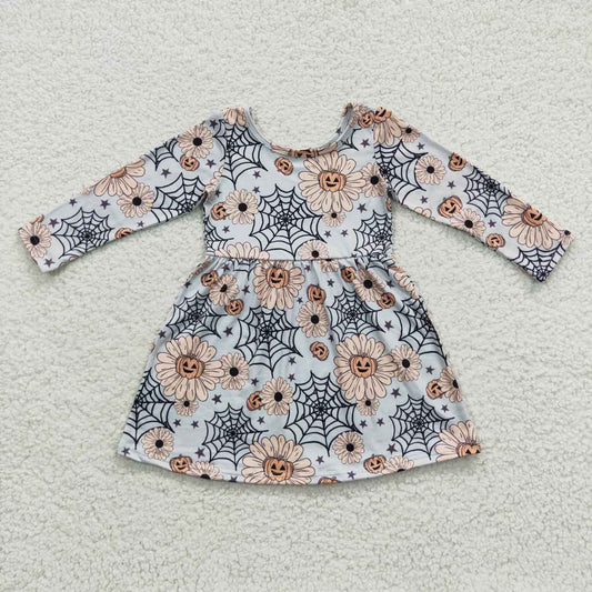promotion RTS GLD0195 Halloween pumpkin flower bat long sleeve summer girl dress RTS 20230621