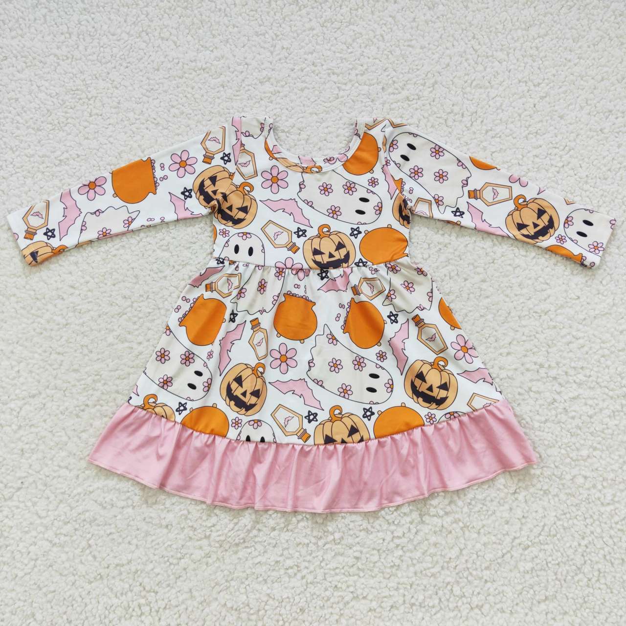 GLD0244 long sleeve pumpkin halloween girl dress 20230722 RTS