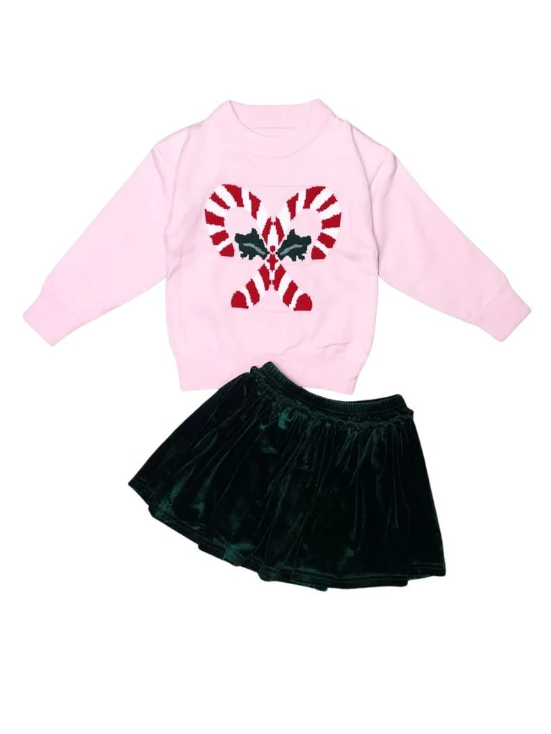 GLD0248组合 pink top Christmas skirt girl outfit 20230616 preorder