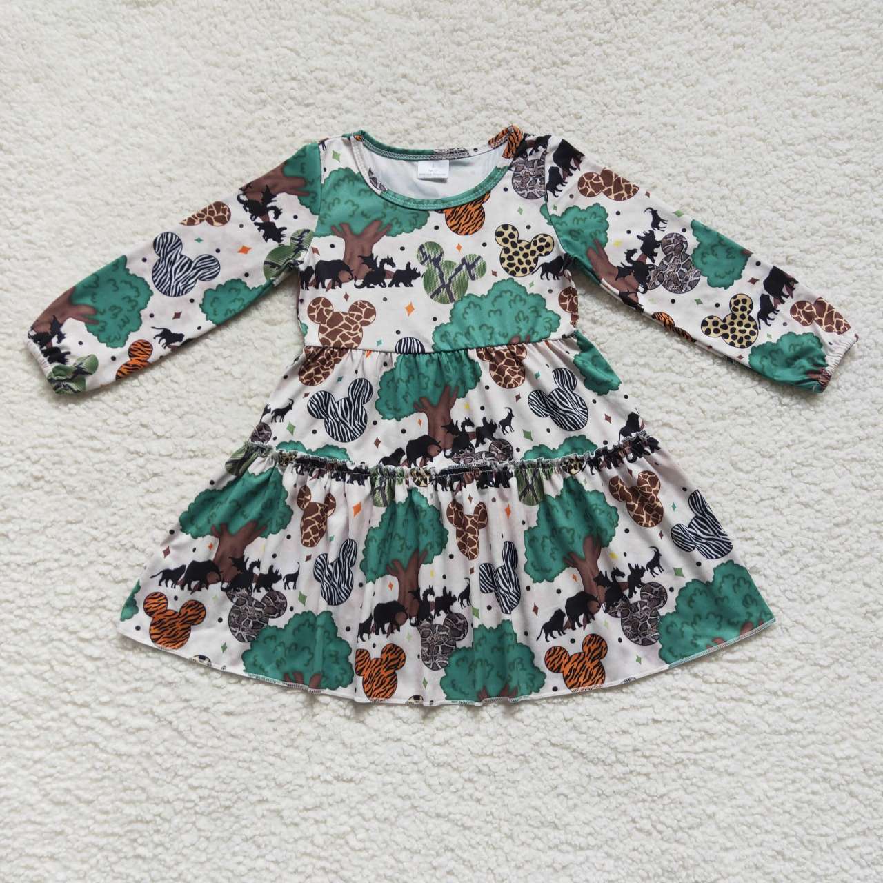 Promotion RTS GLD0260 western animal mouse world camo long sleeves girl dress preorder 20230925