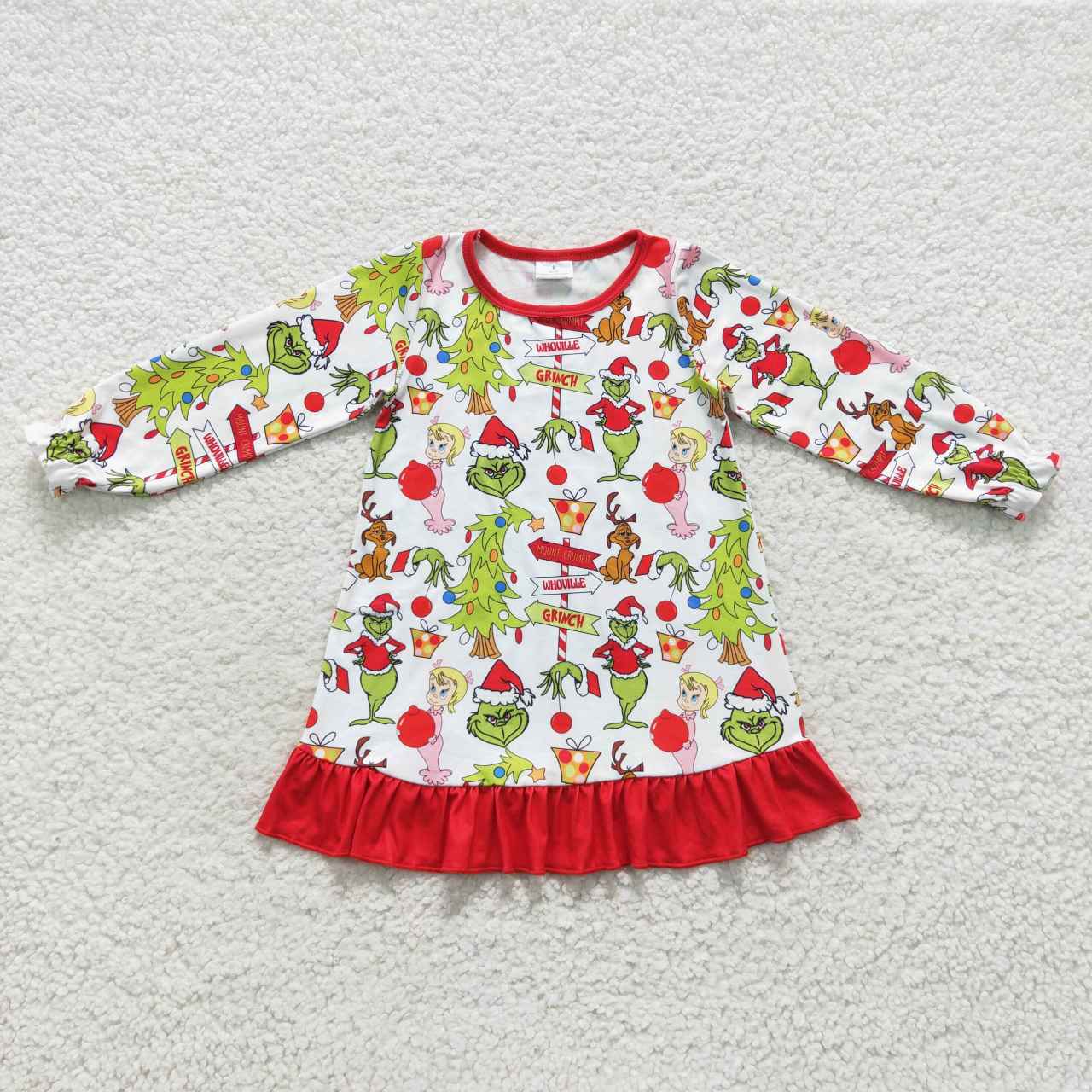 GLD0299 long sleeve Christmas grin cartoon girl dress 20230802 RTS
