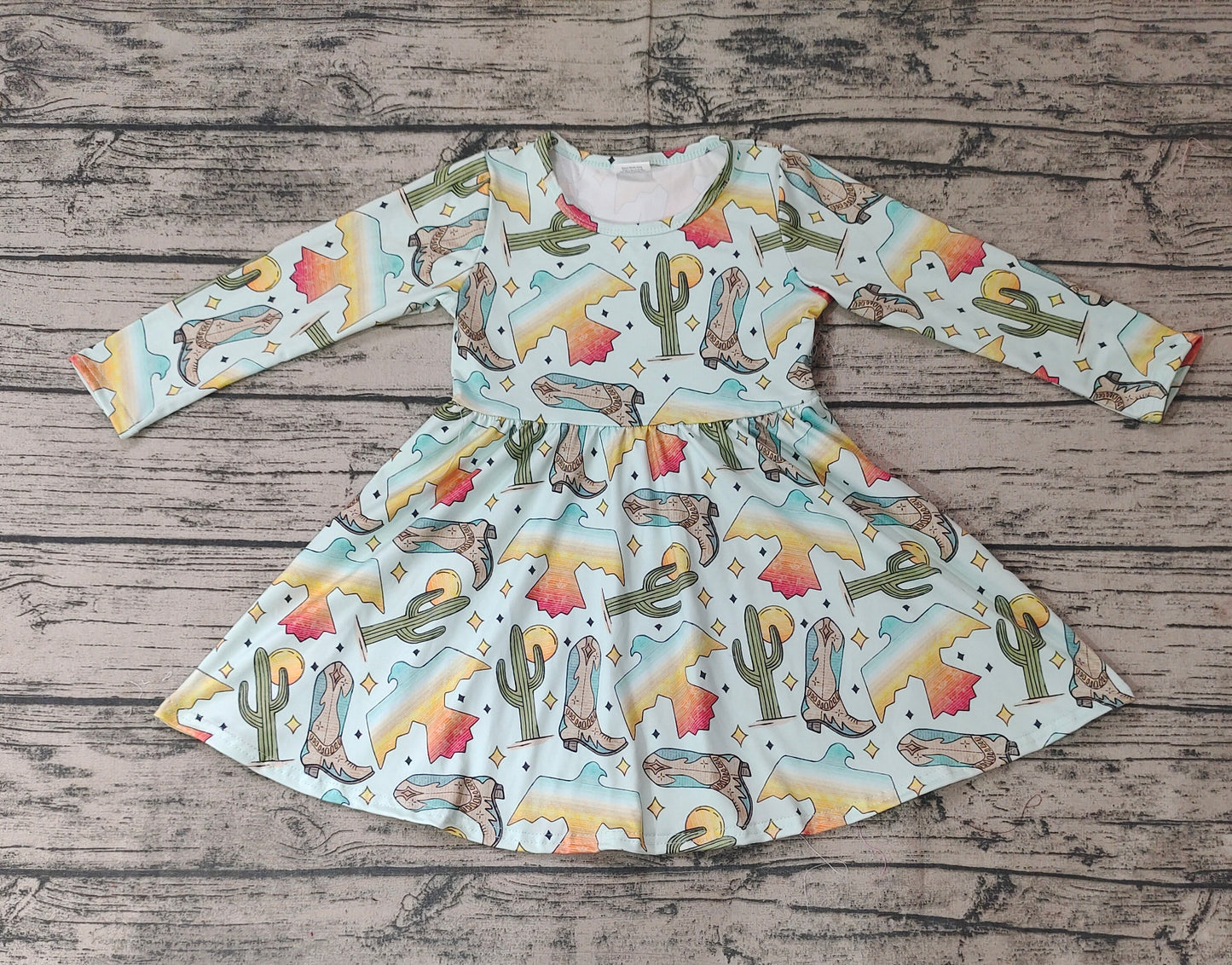 promotion RTS GLD0349 boots birds dress long sleeve girl dress 202501 RTS