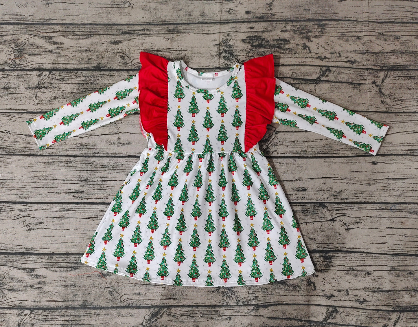BT0326 RTS christmas tree  long sleeve girl button boy top 20231024