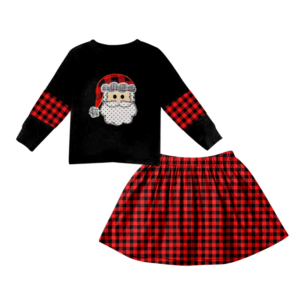 GLD0382 Christmas santa skirt long sleeve skirt girl outfit 20230821 preorder
