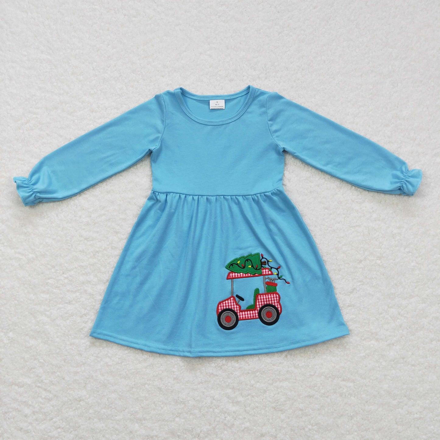 GLD0391 western Christmas car long sleeves girl dress RTS 20231024