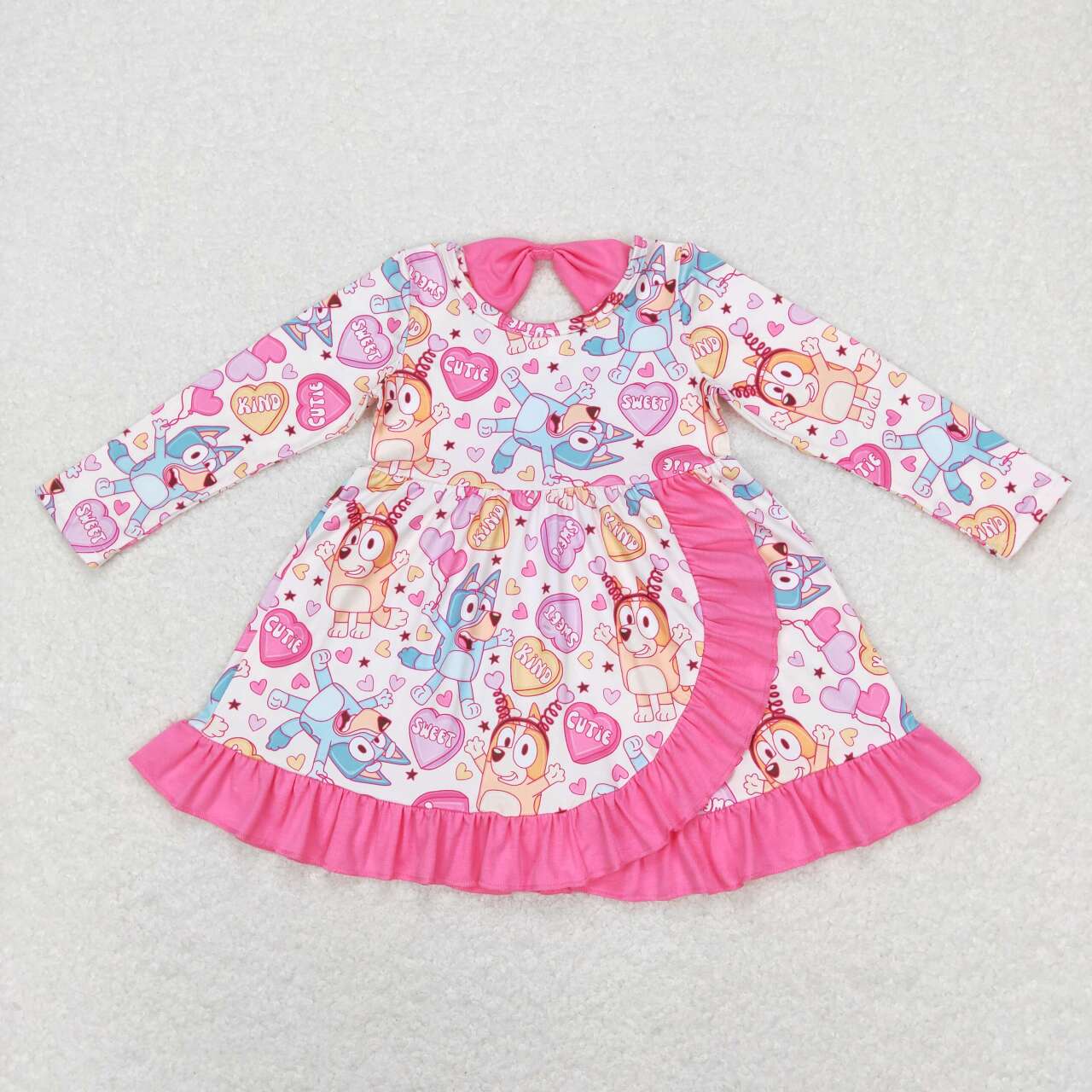 GLD0497 western love valentine bluey dog love girl dress 202401 RTS