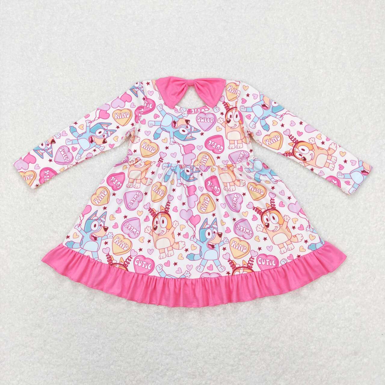GLD0497 western love valentine bluey dog love girl dress 202401 RTS