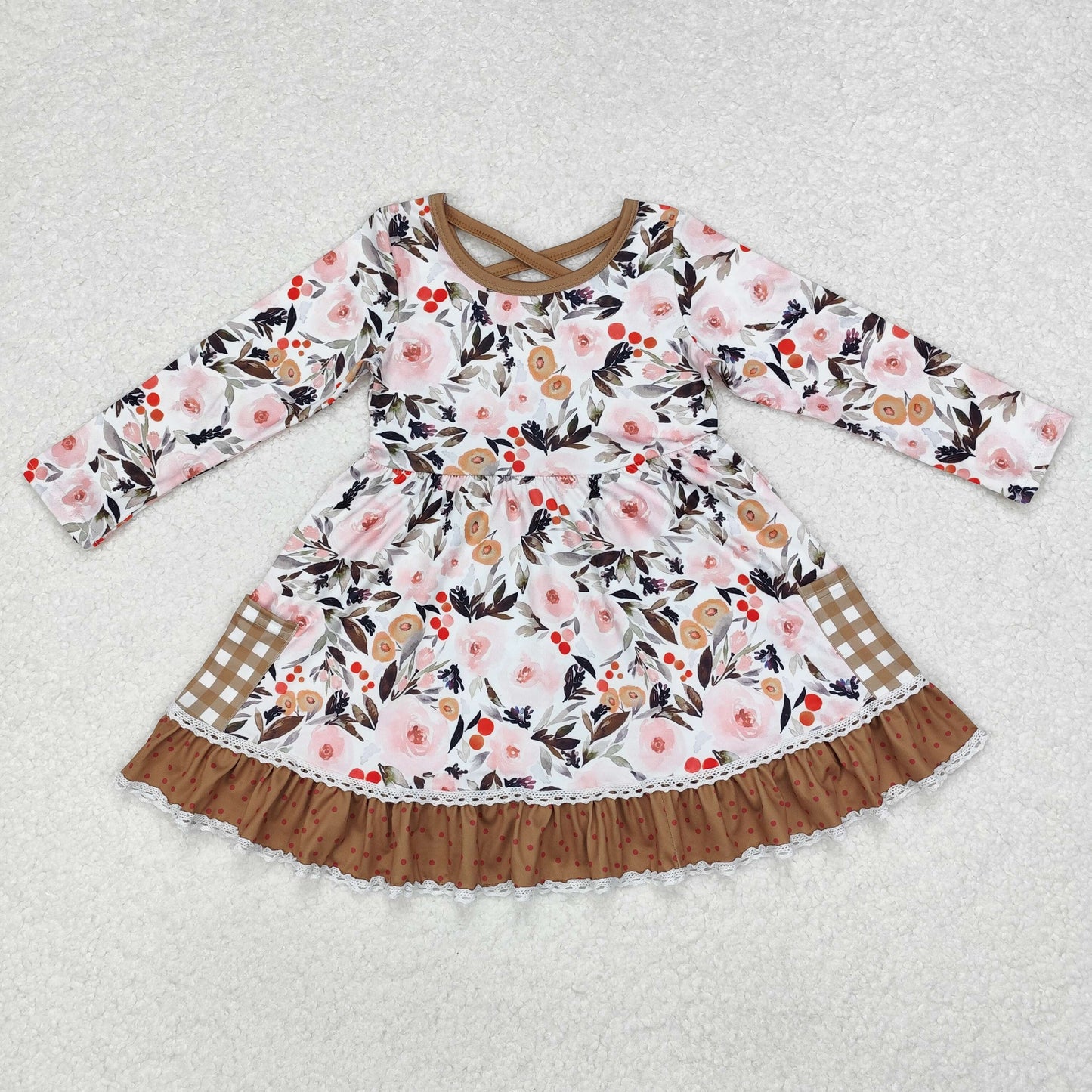 GLD0530 flowers short sleeves girl dress 202410 RTS