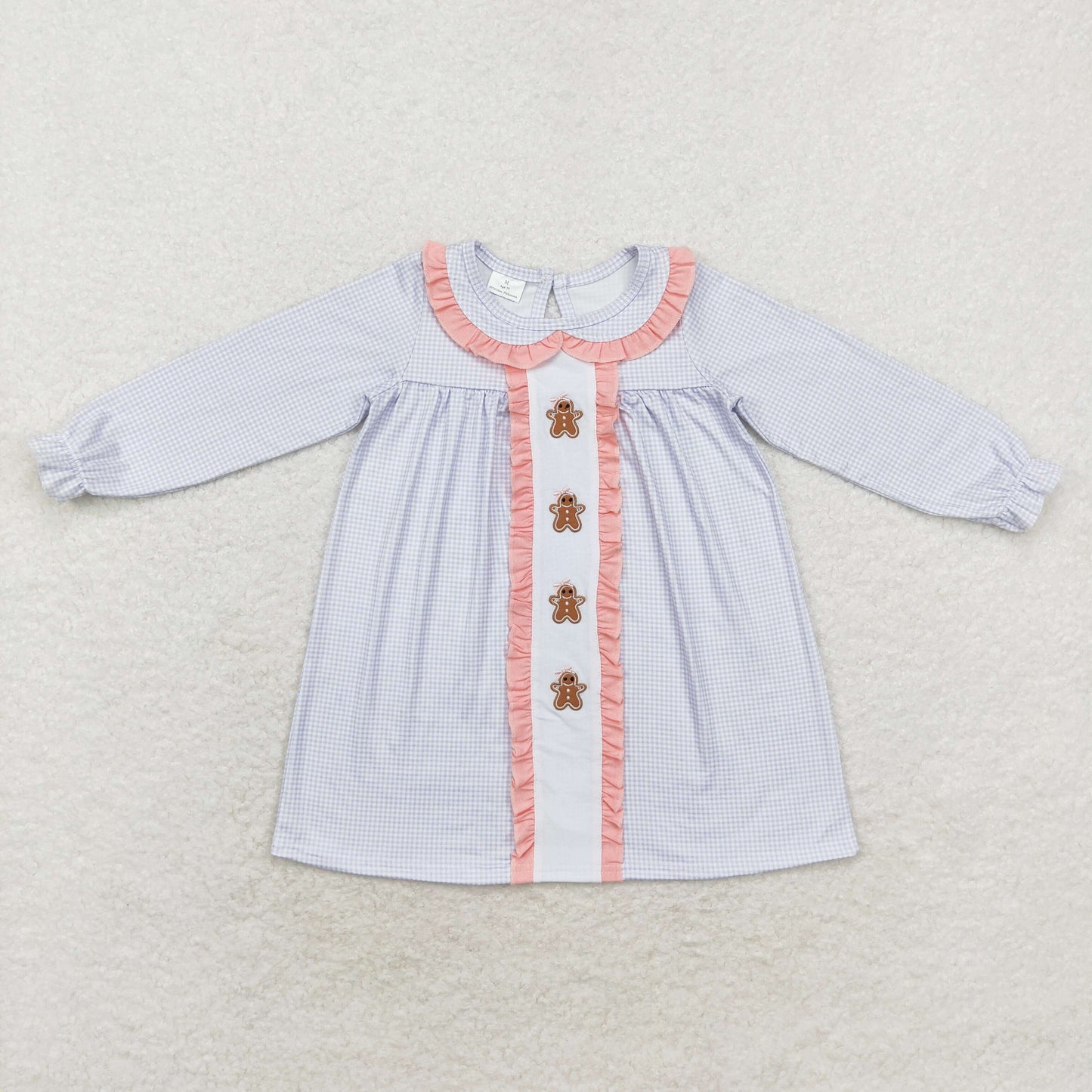 GLD0571 embroidery Christmas gingerbread girl dress 202408 RTS
