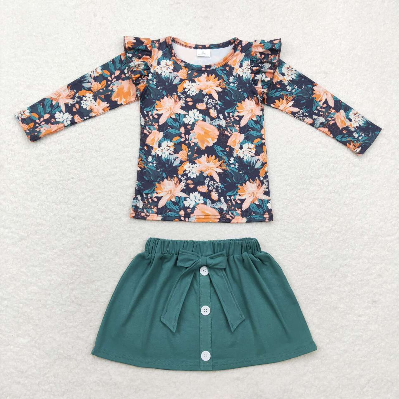 GLD0590 flower order western short sleeve girl skirt outfit 202408 RTS