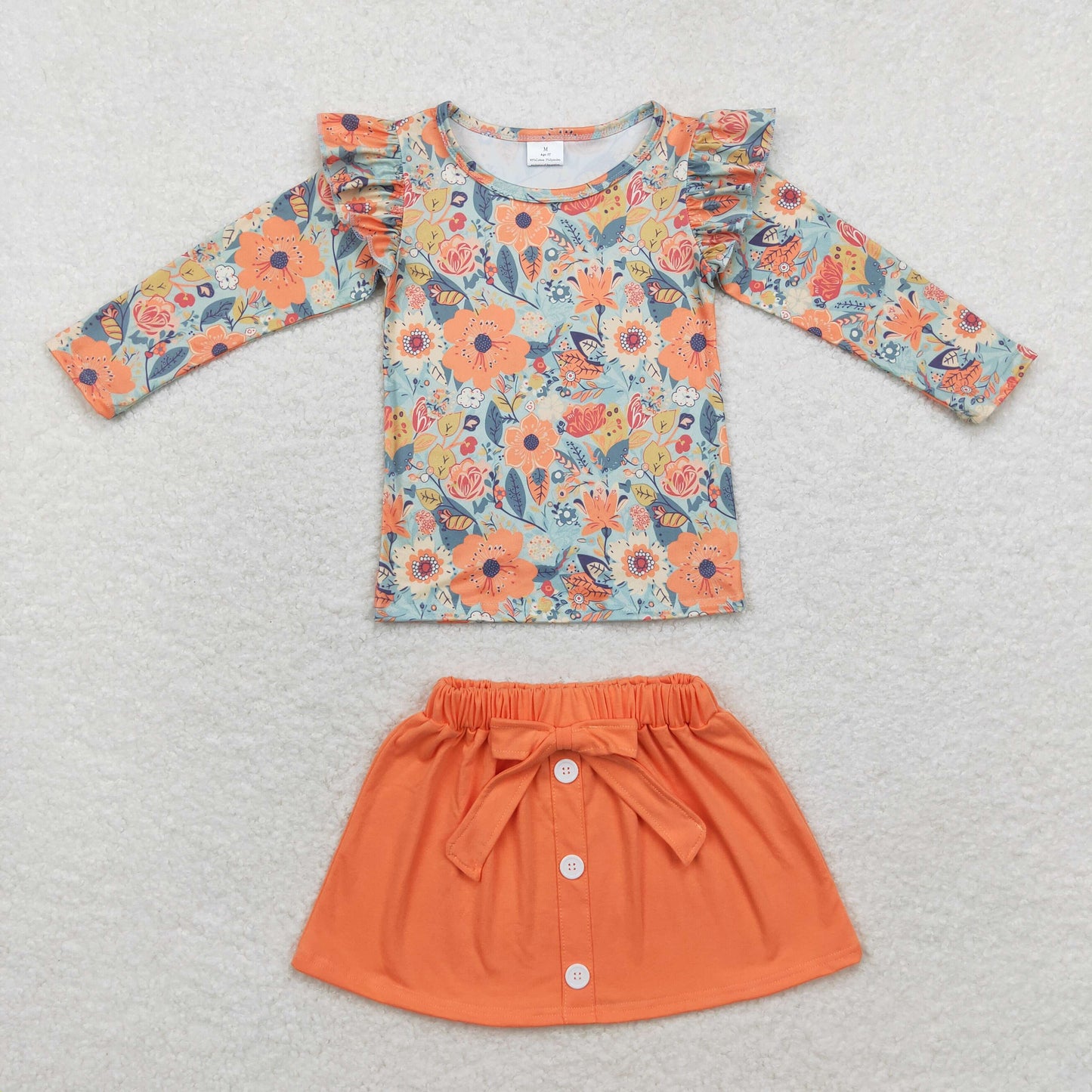 GLD0591 flower western short sleeve girl skirt outfit 202408 RTS