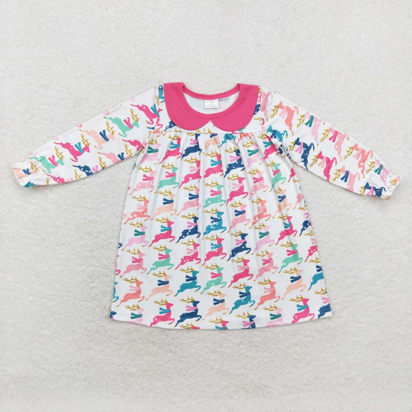 GLD0648 deer printing boutique girl dress 202408 RTS