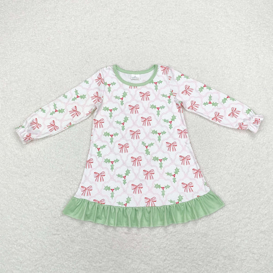 GLD0656 Christmas bow sibling  girl dress 202409 rts