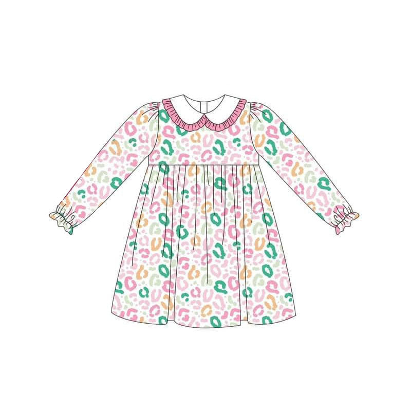 colorful leopard sibling LR1352 girl romper 202407