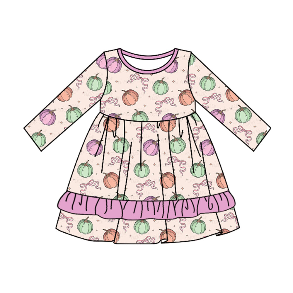 Halloween pumpkin sibling GLD0667 girl dress 202407 preorder
