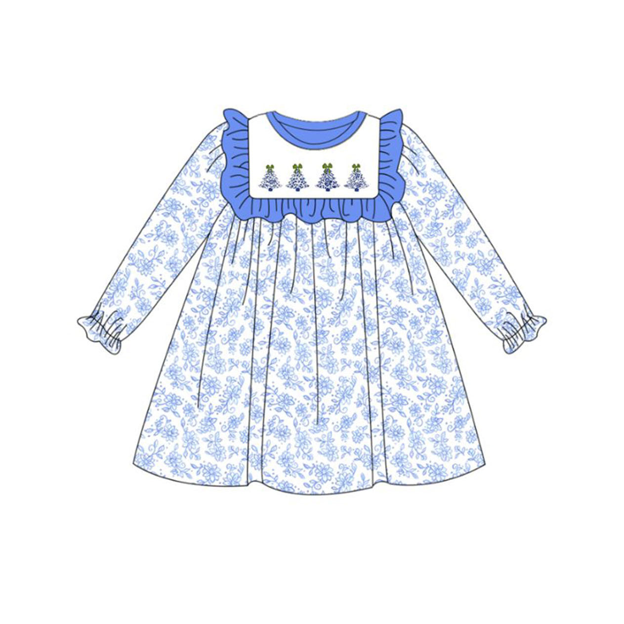 Christmas tree sibling GLD0673 girl dress 202408 RTS