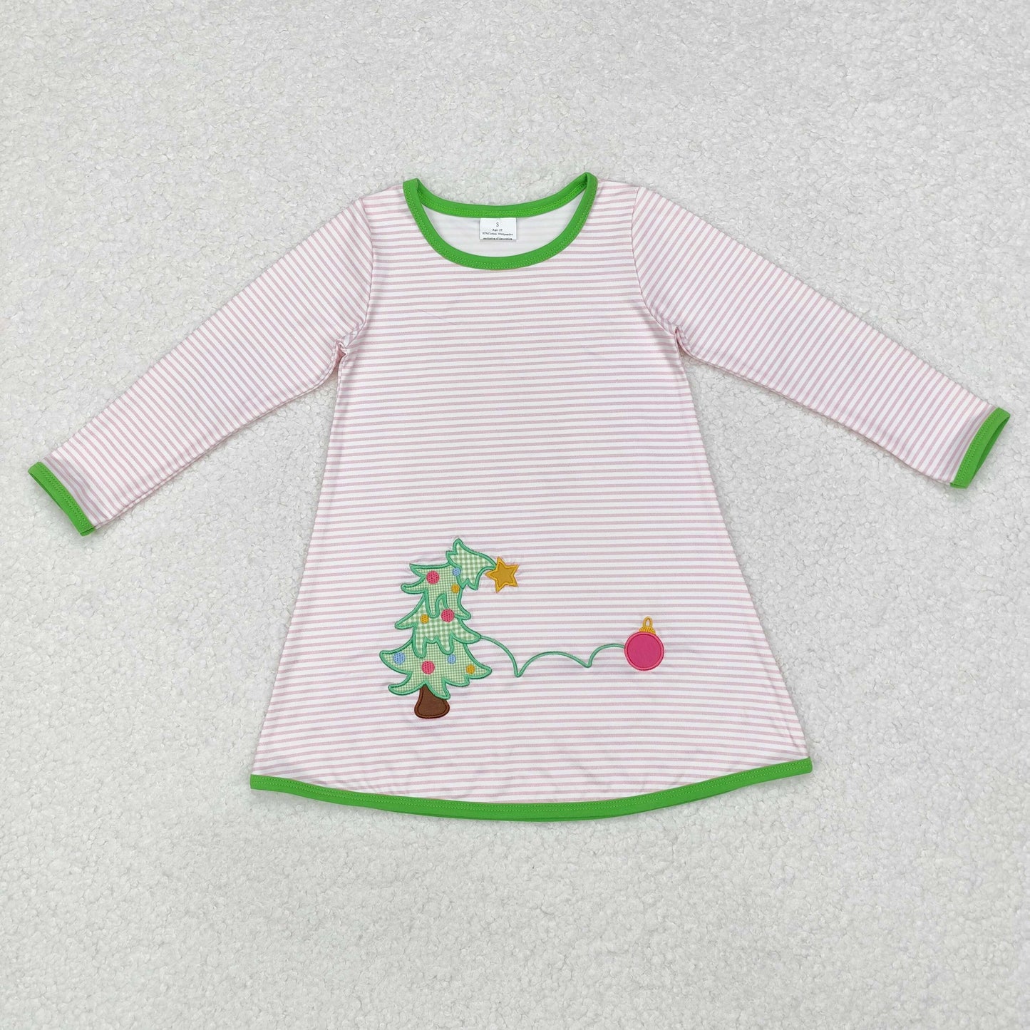 Embroidery Christmas tree sibling GLD0704 girl dress 202410 RTS