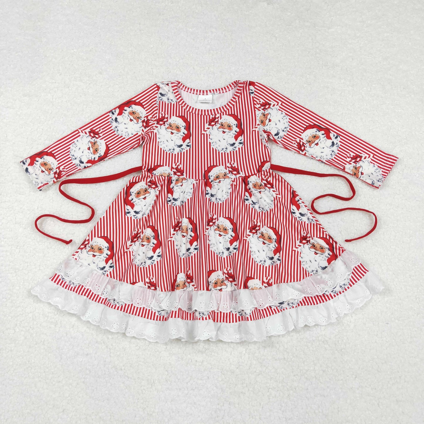 GLD0786 sibling Christmas santa girl dresS 202409 RTS