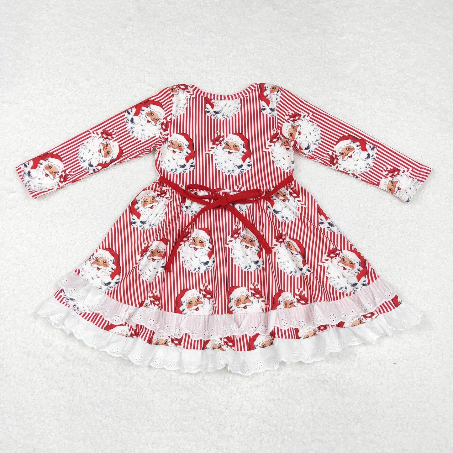 GLD0786 sibling Christmas santa girl dresS 202409 RTS