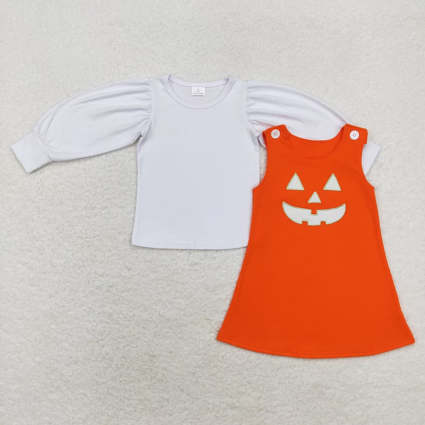 GLD0807组合 Embroidery smile pumpkin white girl dress preorder 202407 RTS