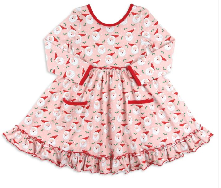 Christmas santa flowers GLD0846 sibling girl dress preorder 202408