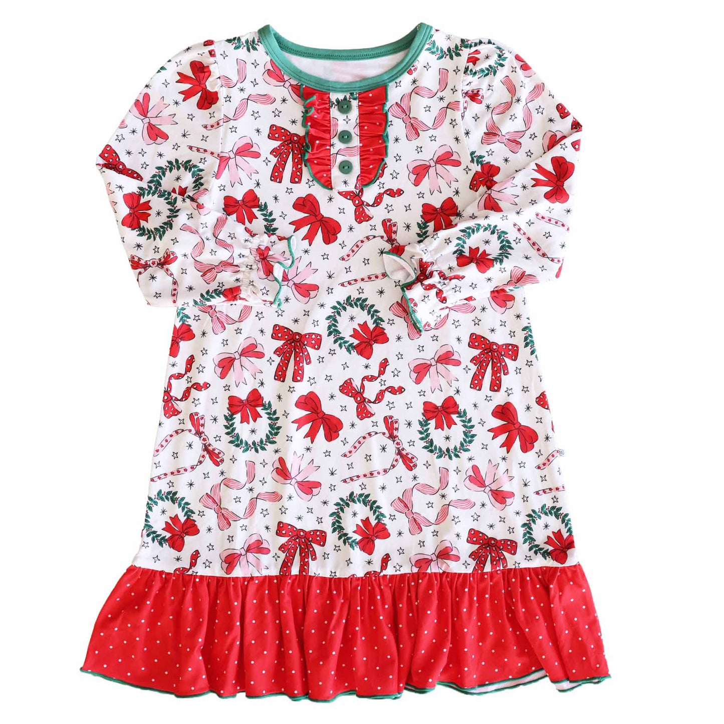 GLD0855 bow flower Christmas sibling girl dress 202409 RTS