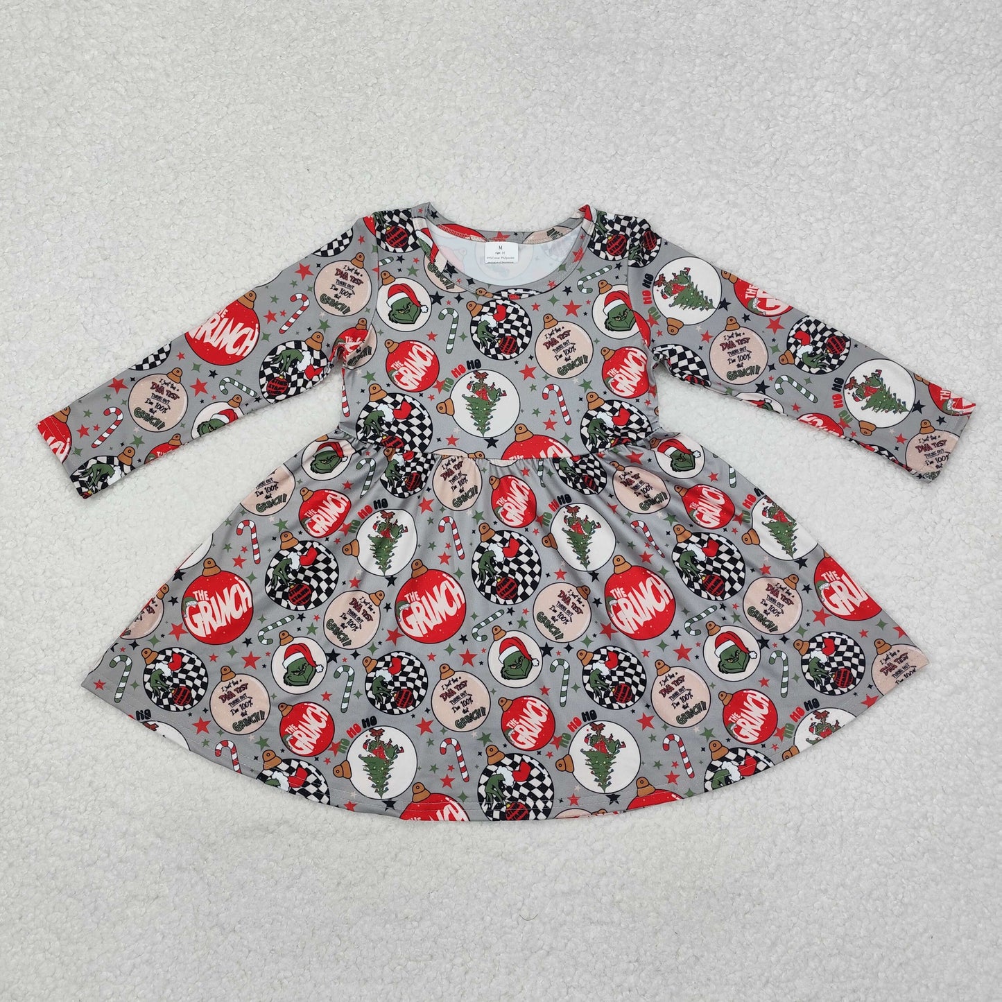 GLD0905 western grinch Christmas sibling girl dress 202411 RTS