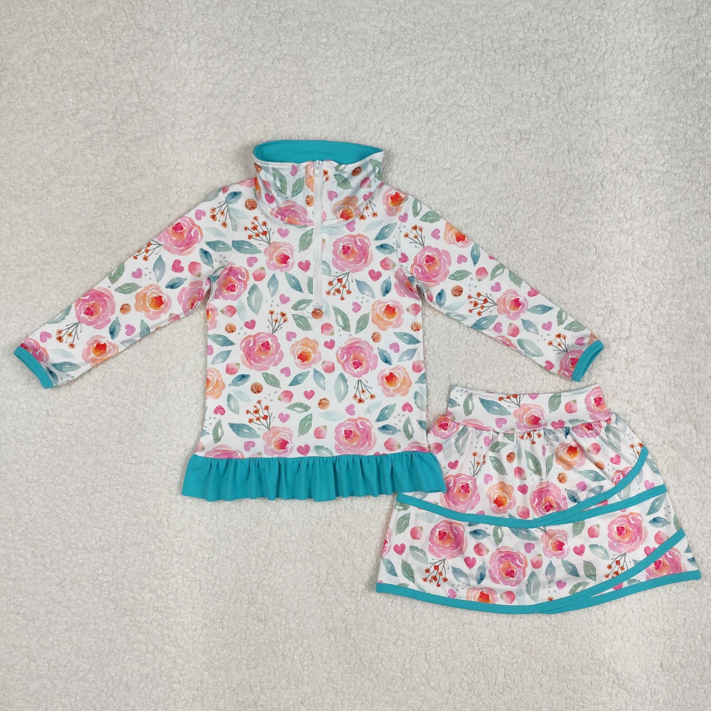 GLD1009 flower ruffle shorts skrit girl summer outfit 202502 RTS