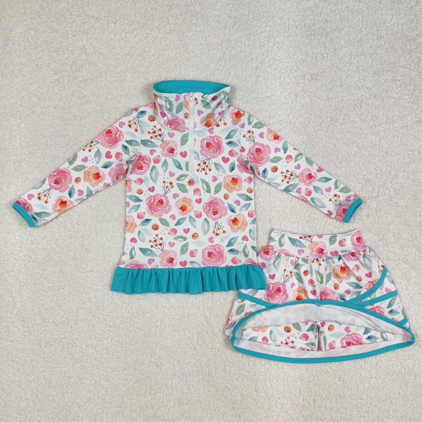 GLD1009 flower ruffle shorts skrit girl summer outfit 202502 RTS