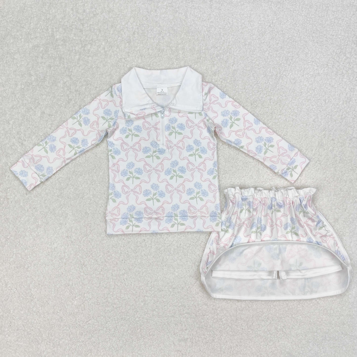 GLD1012 RTS bow flower ruffle shorts skrit girl summer outfit 202502 RTS