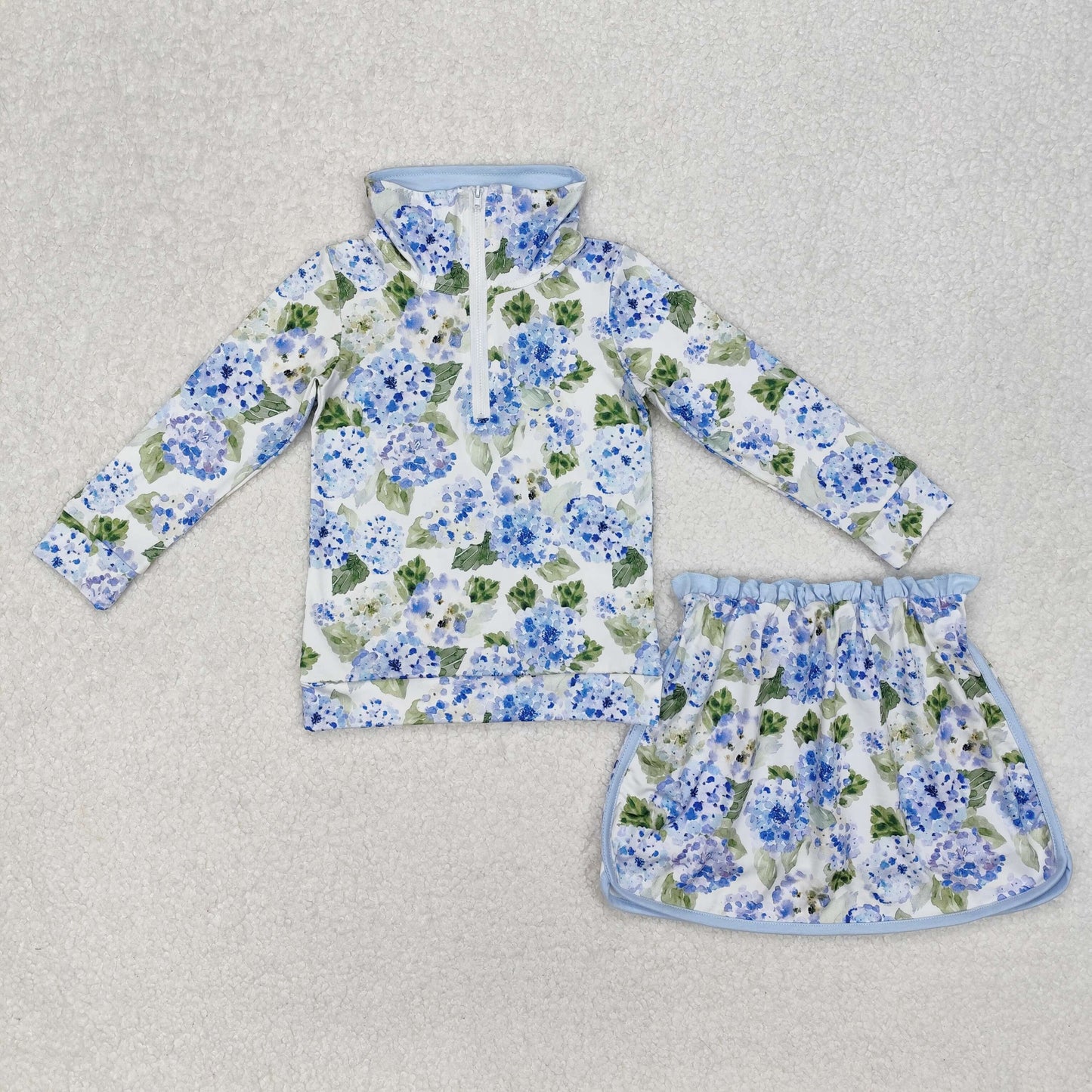 GLD1016  flowers short sleeve girl skirt outfit 202503 RTS