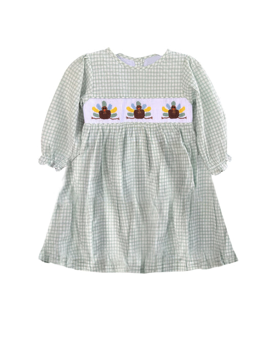 GLD1025 smocked  Thanksgiving turkey girl summer dress 202503 preorder