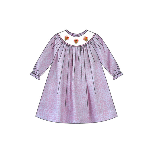 GLD1027 smocked  thankful Thanksgiving turkey girl summer dress 202503 preorder