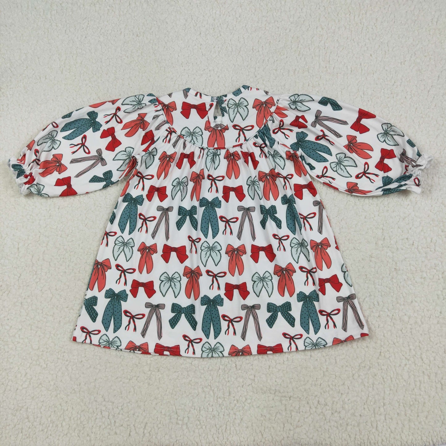 GLD1028-smocked bow Christmas girl summer dress 202507 RTS