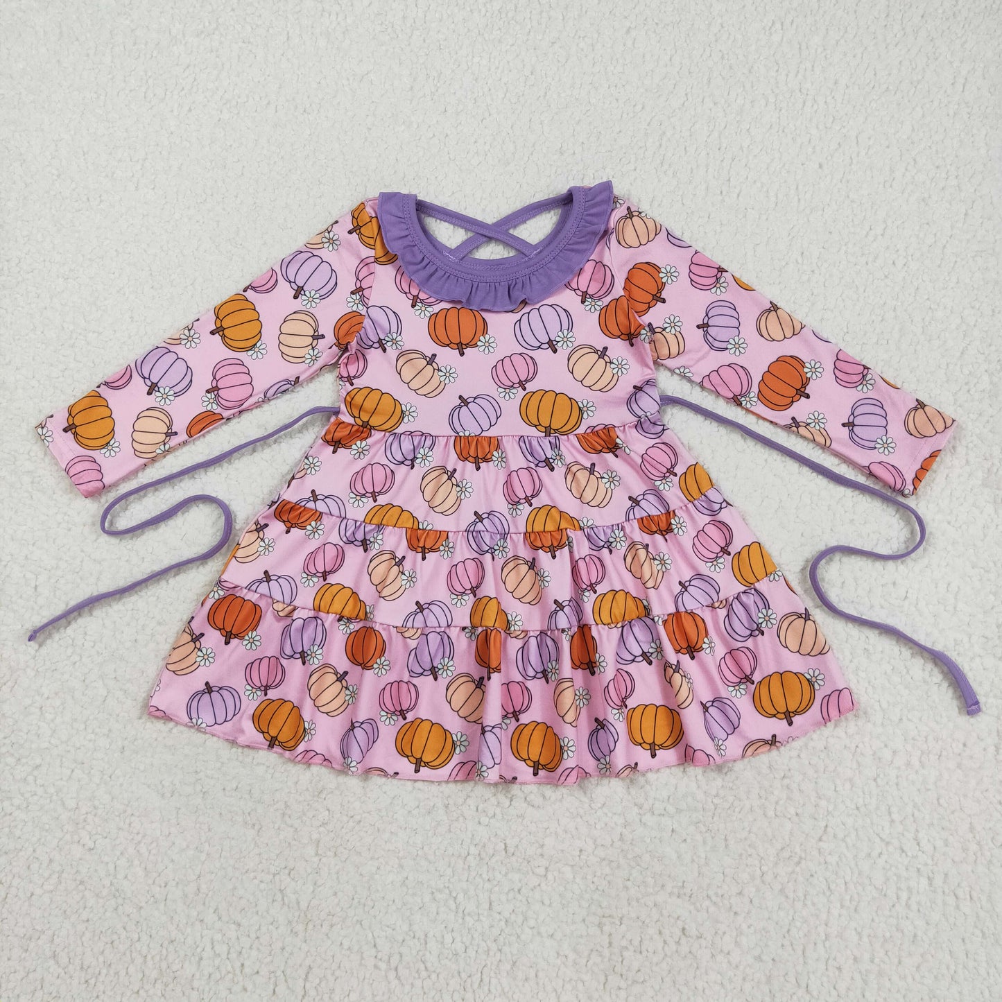 GLD1032 pumpkin Halloween girl dress 202508 RTS